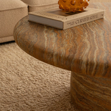 Santino Round Coffee Table (Terracotta Travertine, 100cm)