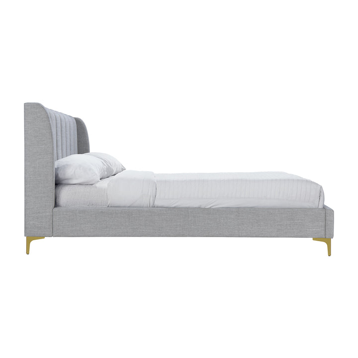 Georgia Fabric King Bed (Light Grey)