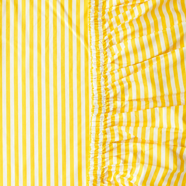 Limoncello Stripe Organic Cotton Fitted Sheet Life Interiors