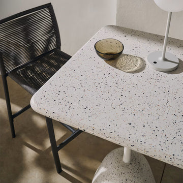 Saura Square Outdoor High Bar Table (White, Terrazzo)