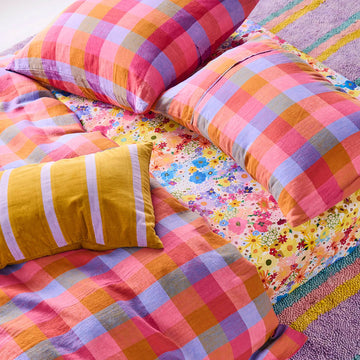 Pecan Pie Stripe Velvet Rectangle Cushion