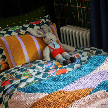 Pecan Pie Stripe Velvet Rectangle Cushion