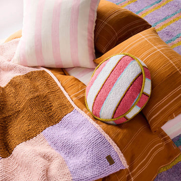 Rose Water Stripe Boucle Pea Cushion