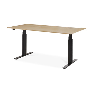 Bok Rectangle Adjustable Desk with Cable management EU (Oak, Black, 160cm)