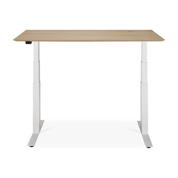 Bok Rectangle Adjustable Desk with Cable management UK (Oak, White, 140cm)