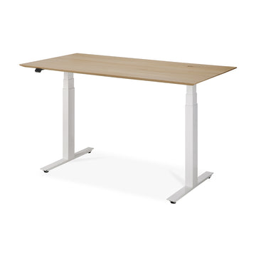 Bok Rectangle Adjustable Desk with Cable management UK (Oak, White, 140cm)