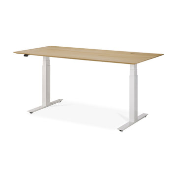 Bok Rectangle Adjustable Desk with Cable management UK (Oak, White, 160cm)