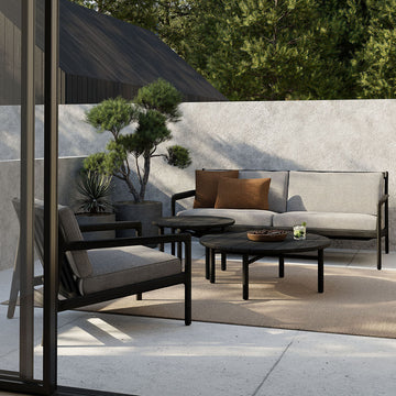 Jack Outdoor Fabric Lounge Chair (Teak Black, Mocha, 76cm)