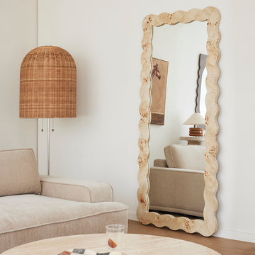 Carmella Burlwood Floor Mirror