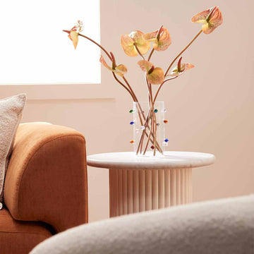 Cosmos Side Table (White Oak, Carrara Marble)