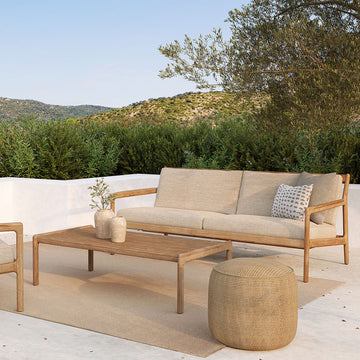 Jack Outdoor Fabric 3 Seater Sofa (Teak, Natural)