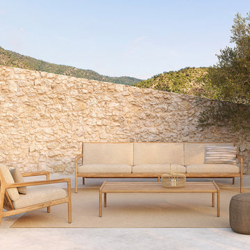 Jack Outdoor Fabric 4 Seater Sofa (Teak, Natural)