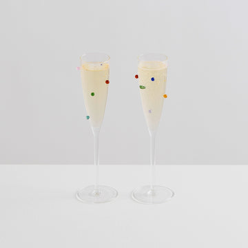 Pomponette Champagne Flutes (Set of 2)
