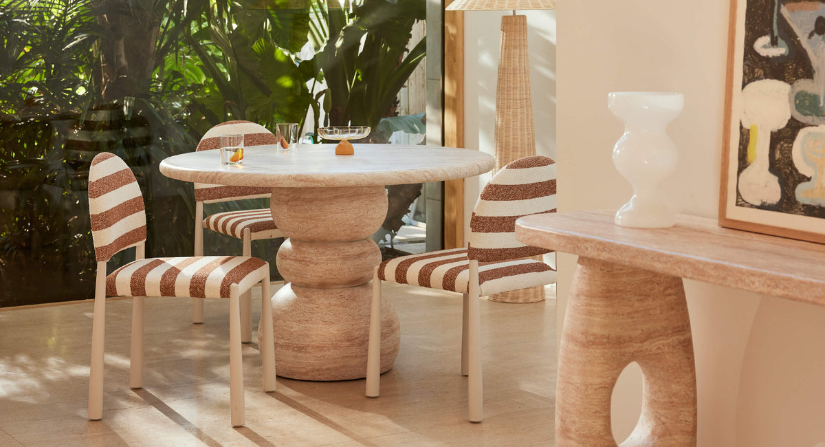Sorrento Dining Table (120cm, Travertine Finish) – Life Interiors