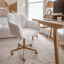 Stella Boucle Office Chair - White / Brushed Gold