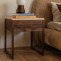 Avalon Travertine Bedside Table - Walnut