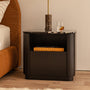 Florentina Natural Stone Bedside Table - Black Calacatta Viola Marble / Black Oak