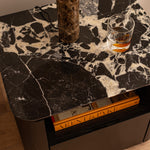 Black Calacatta Viola Marble / Black Oak