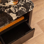 Black Calacatta Viola Marble / Black Oak