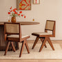 Cuba Fabric Dining Chair - Sand Boucle / Walnut