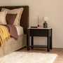 Camille Natural Stone Bedside Table - Ocean Storm Marble / Black Oak