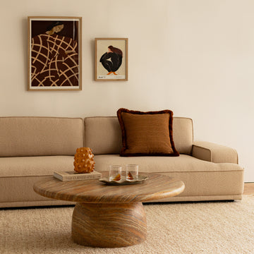 Santino Round Coffee Table (Terracotta Travertine, 100cm)