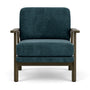 Archie Dark Walnut Armchair - Danny Dust Blue Textured Weave / Dark Walnut
