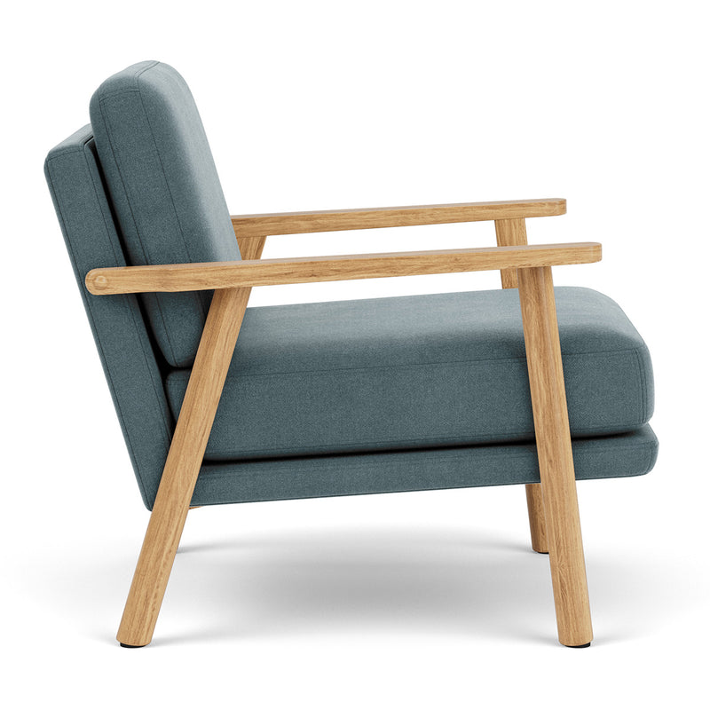 Forest Dust Blue Fabric / Oak