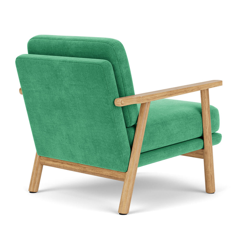 Moss Grass Green Fabric / Oak