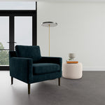 Danny Dust Blue Textured Weave / Dark Walnut