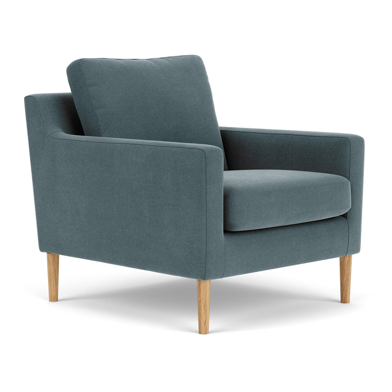 Forest Dust Blue Fabric / Oak