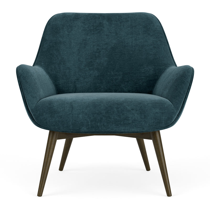 Danny Dust Blue Textured Weave / Dark Walnut