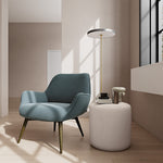 Forest Dust Blue Fabric / Dark Walnut