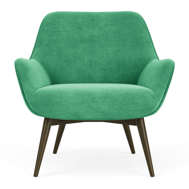 Moss Grass Green Fabric / Dark Walnut