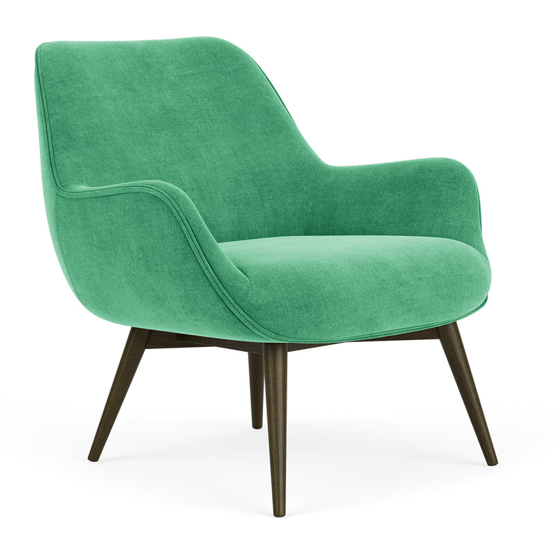 Moss Grass Green Fabric / Dark Walnut