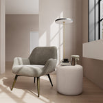 Planet Grey Green Fabric / Dark Walnut