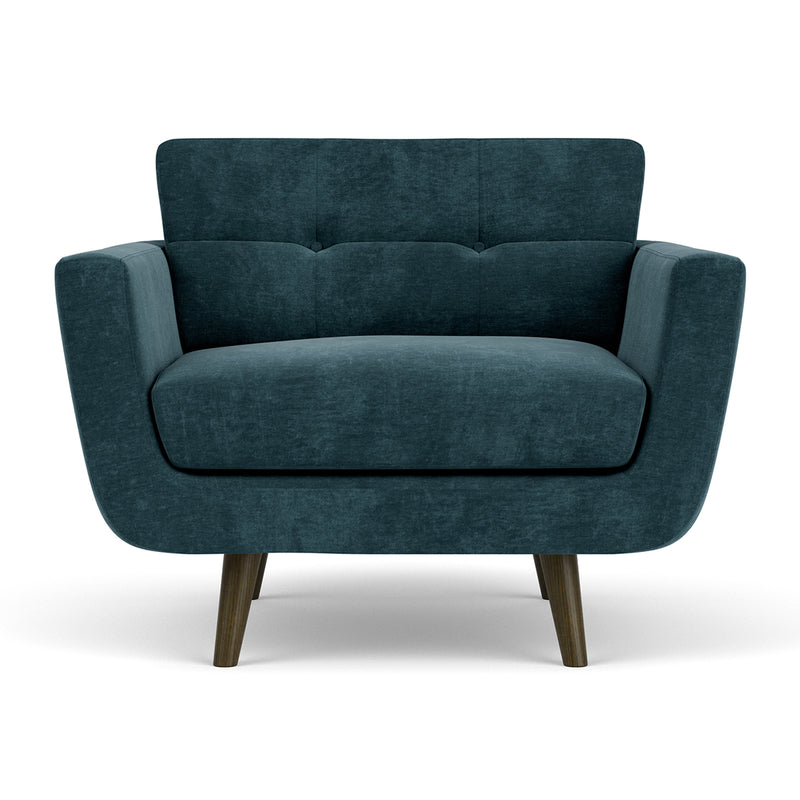 Danny Dust Blue Textured Weave / Dark Walnut