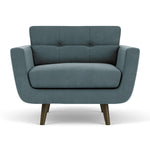 Forest Dust Blue Fabric / Dark Walnut