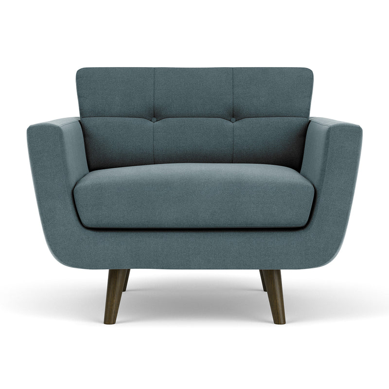 Forest Dust Blue Fabric / Dark Walnut