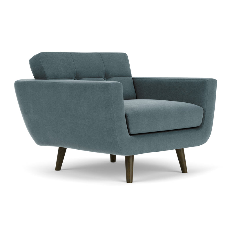 Forest Dust Blue Fabric / Dark Walnut