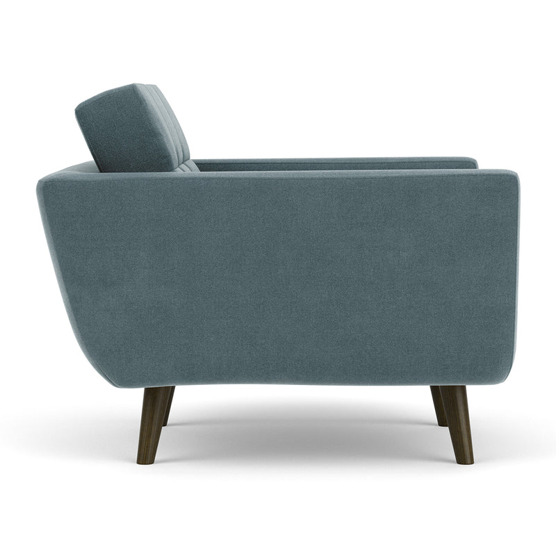 Forest Dust Blue Fabric / Dark Walnut