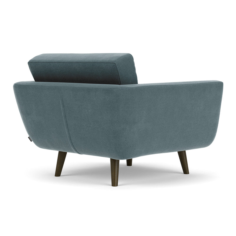 Forest Dust Blue Fabric / Dark Walnut