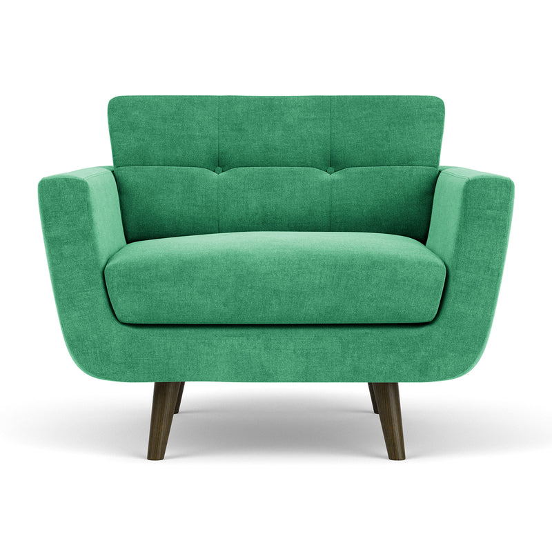 Moss Grass Green Fabric / Dark Walnut