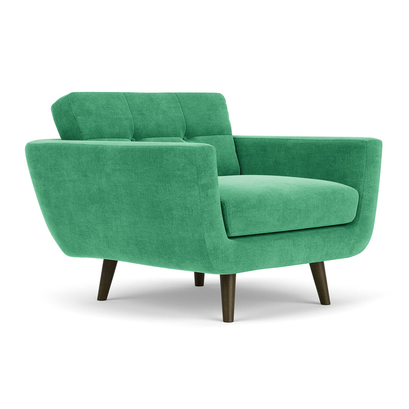 Moss Grass Green Fabric / Dark Walnut