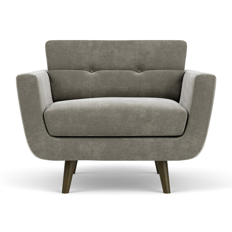 Planet Grey Green Fabric / Dark Walnut