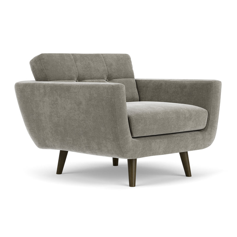 Planet Grey Green Fabric / Dark Walnut