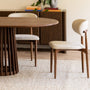 Aria Fabric Dining Chair - Sand Boucle / Walnut