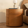 Elle Oval Natural Stone Bedside Table - Arabescato Carrara Marble / Oak