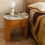 Vittoria Natural Stone Bedside Table - Ocean Storm Marble / Oak