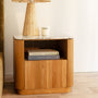 Florentina Natural Stone Bedside Table - Ocean Storm Marble / Oak